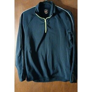 Puma Sport Lifestyle 1/4 Zip Pullover Jacket Size LG Black Thumb Hole Longsleeve